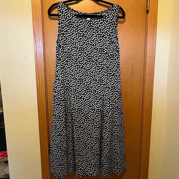 Jessica Howard Sleeveless Polka Dot Midi Dress Womens Size 14 Petite - Picture 1 of 4